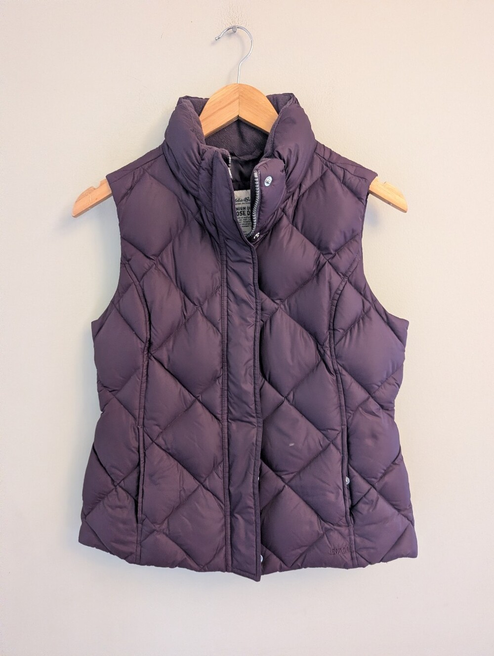 Eddie Bauer Goose Down Plum Quilted Puffer Vest Size S